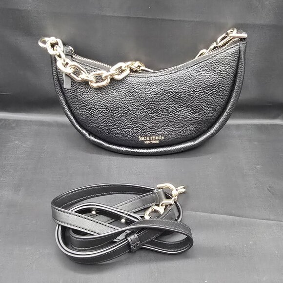 Kate Spade Smile Pebbled Leather Small Crossbody K5514 Black - Picture 1 of 6